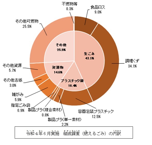 ごみ組成の円グラフ